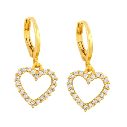 COMPUKAS Rhinestone Ohrstecker Herzform Kupfer Ohrringe für Frauen Funkelnde Ohrschmuck Alltag Festival Geschenk von COMPUKAS