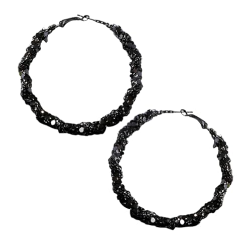 COMPUKAS Schwarze Große Creolen Ohrringe Damen Minimalistisches Design Statement Ohrringe Vielseitig Kombinierbar für Alltag und Besondere Anlässe von COMPUKAS