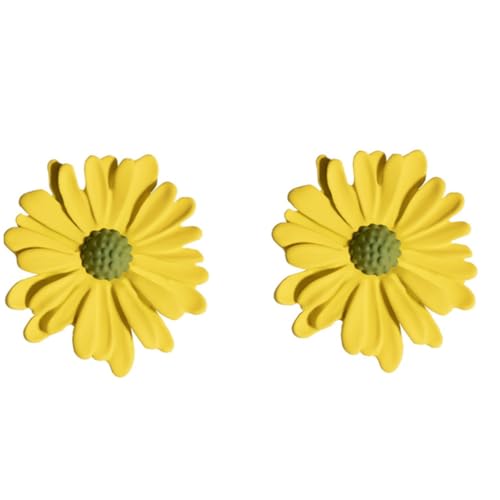 COMPUKAS Silber Ohrstecker Damen Gelbe Kleine Blume Ohrschmuck Modisch Kreativ Alltag Party Schmuck von COMPUKAS
