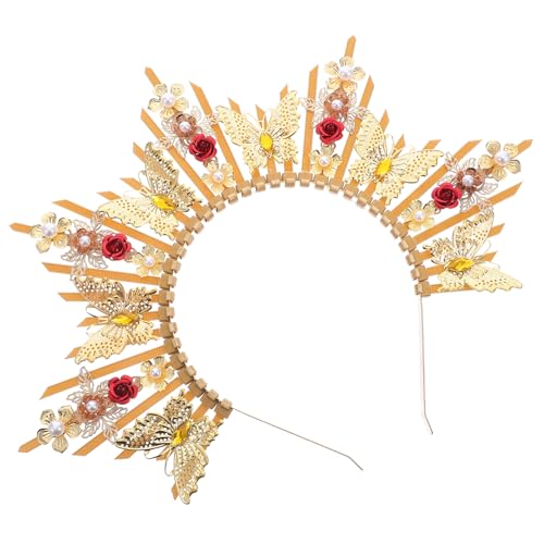 COMPUKAS Stirnband Königin krone Hochzeits Tiara Für Die Braut Vintage Krone Braut Tiara Für Die Hochzeit Kopfschmuck Cosplay Party Haarschmuck von COMPUKAS