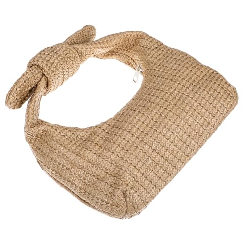 COMPUKAS Strandtasche Damen Handgewebte Polyester Tasche mit Schleife Große Sommer Clutch Handtasche Vielseitig für Strand Party Shopping von COMPUKAS