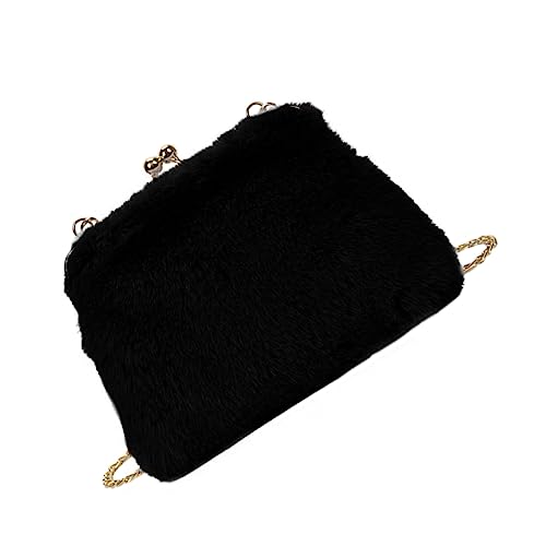 COMPUKAS Stylische Plüsch Schultertasche für Damen Umhängetasche mit Kettenriemen für Alltag Reisen Shopping und von COMPUKAS