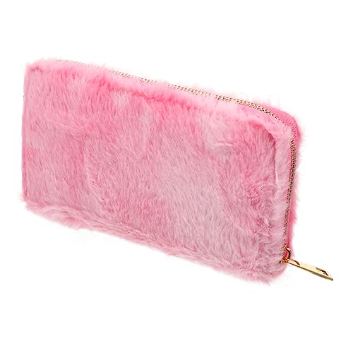 COMPUKAS Stylische Tragbare Regenbogen Farbverlauf Plüsch Geldbörse Damen Langformat Portemonnaie mit Reißverschluss für Alltag Reise Party Karten Münzen Schlüssel von COMPUKAS