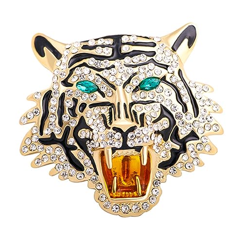 COMPUKAS Tiger Kopf Brosche mit Strass Vielseitig als Anstecknadel und Halskettenanhänger Modisches Schmuckaccessoire für Damen und Herren Geeignet für Anzug und Kleidung von COMPUKAS