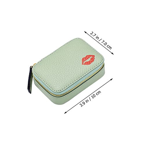 COMPUKAS Tragbare Lippenstift Make up Tasche aus Leder mit integriertem Spiegel Kompakte Aufbewahrungstasche für Reisen Praktische Kosmetiktasche in Hellgrün für Damen von COMPUKAS