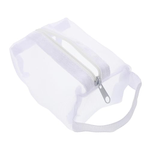 COMPUKAS Kosmetiktasche Atmungsaktivem Netz Tragbare Kleiner Make Up Tasche mit Reißverschluss Weiße Organizer Tasche für Lippenstifte und Pinsel Reise und Alltagsbegleiterin für Frauen von COMPUKAS