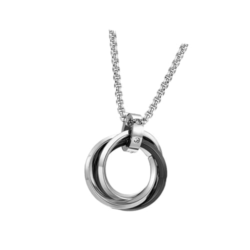 COMPUKAS Tricyclic Halskette aus Titanstahl Modische Dreifache Schmuckkette mit Kreativem Anhänger Schwarze Damen Herren halskette Langlebiges Elegantes Accessoire für Alltag und Festtage von COMPUKAS