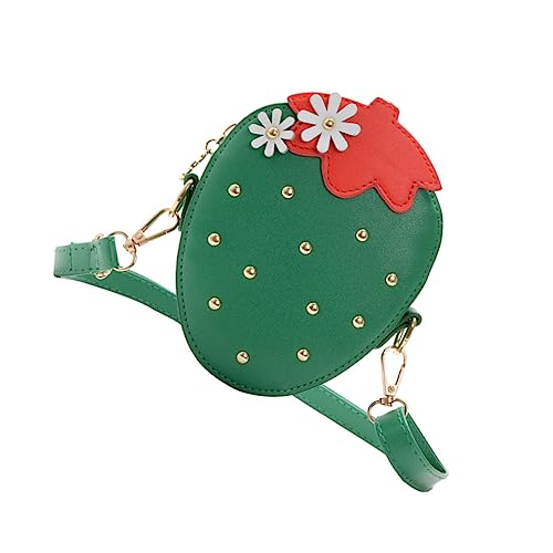 COMPUKAS Umhängetasche Erdbeerform Verstellbarer Schultergurt Süße Handtasche für Mädchen Kleine Münztasche Geschenkidee Niedliche Crossbody Tasche in Grün von COMPUKAS