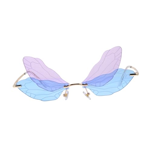 COMPUKAS Unisex Flügel-sonnenbrille Damen Herren Leichtgewicht Irregular Design Dragonfly Wing Shaped Gläser Modisch Für Fahren Urlaub Party Alltag von COMPUKAS