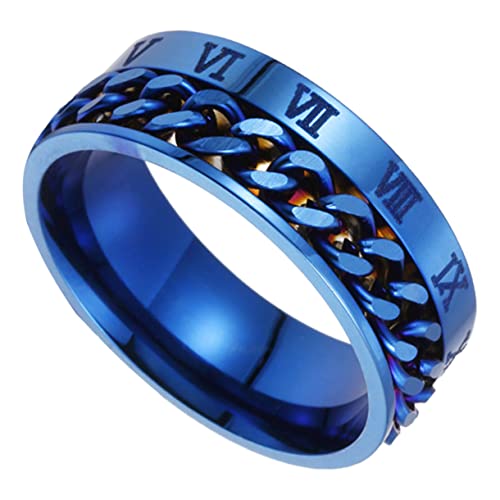 COMPUKAS Unisex Titanstahl Ring mit Römischen Zahlen Drehbarem Kettendesign Modischer Schmuck für Hochzeit Party Verlobung Accessoire für Damen und Herren von COMPUKAS