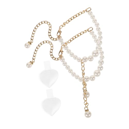 COMPUKAS Verstellbare High Heels Knöchelriemen mit Perlen Abnehmbare Schuhbänder für Damen Pumps Rutschfeste Halterung gegen Lose Schuhe Elegantes Zubehör für Bequemen Halt von COMPUKAS