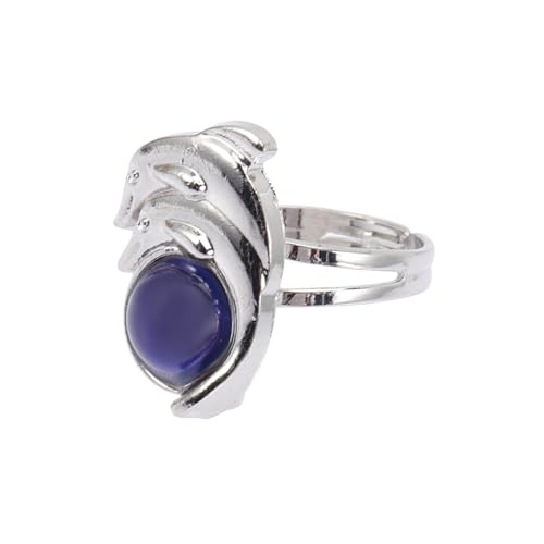 COMPUKAS Verstellbarer Offener Stimmungsring Damen mit Farbwechsel Design Schmuck Farbwechselnder Mood Ring aus Langlebiger Legierung und Geschenkidee für Frauen und Mädchen von COMPUKAS