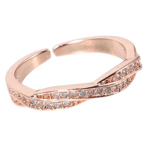COMPUKAS Verstellbarer Zirkonia Damen Ring Roségold Offener Fingerring Modisches Schmuckstück für Frauen Elegant und Komfortabel von COMPUKAS