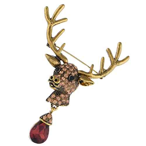 COMPUKAS Hirschkopf Brosche Pin Retro Dekorative Kleidung Brosche Anstecknadel Für Damen Herren Pullover Anzug Kleidung Ornament Nadel von COMPUKAS
