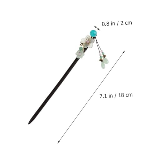COMPUKAS Vintage Chinesische Haarnadel Holz Haarstab mit Blumen Tassel Eleganter Haarschmuck für Damen Festlich und Cosplay Sicherer Halt für Dicken Dutt Brautgeeignet Handgefertigt und von COMPUKAS