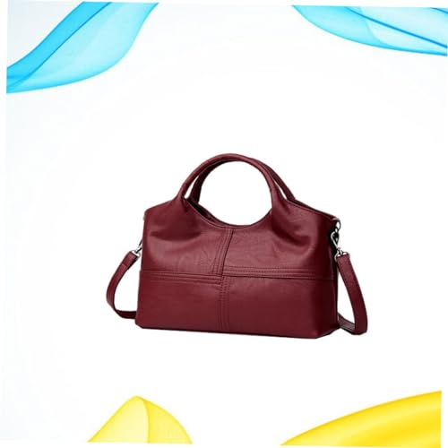 COMPUKAS Vintage Handtasche Damen Großes Fassungsvermögen Multifunktionale Schultertasche Elegant Soft Tote Bag für Büro und Alltag Weinrot von COMPUKAS
