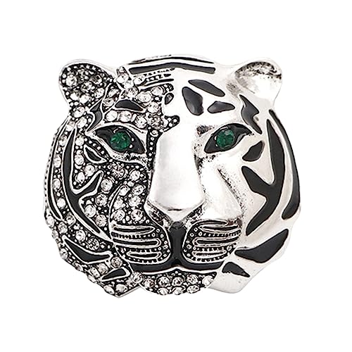 COMPUKAS Tigerbrosche mit Strass Zinklegierung Anstecknadel für Damen und Herren Elegantes Kleidungsaccessoire für Anzüge und Mäntel von COMPUKAS