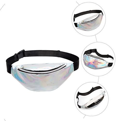 COMPUKAS Wasserdichter Fanny Bag für Frauen Multifunktionaler Taillenbeutel PVC für Festivals Reisen und Sport Leicht Reißfest und Verstellbar Holografisches Design von COMPUKAS