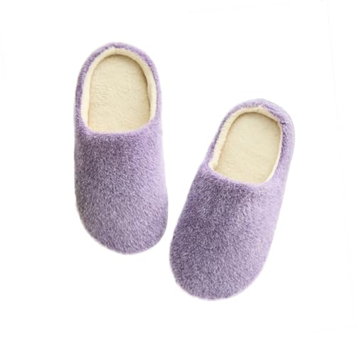 COMPUKAS Weiche Flauschige Hausschuhe Damen Herren Gepolsterte Baumwolle Rutschfest Geräuschlos Warme Winterpantoffeln für Zuhause Ultraleicht Flexibel für Schlafzimmer und Büro von COMPUKAS