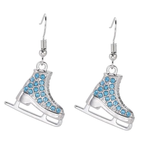 COMPUKAS Winterliche Eiskunstlauf Ohrringe mit Strahlenden Hellblauen Kristallen Leichte Legierung Sportliches Design für Frauen bei Festen Geburtstagen und Täglichen Anlässen von COMPUKAS