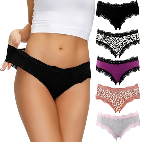 COMSOFT Baumwolle Unterwäsche Damen Höschen Sanft Spitze Hipster Slip Mehrfarbig N, XXL von COMSOFT