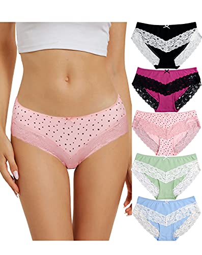 COMSOFT Damen Unterwäsche Sanft Spitze Baumwolle Höschen Strecken Hipster Slip zum Damen (Spitzen-Slips (B),Medium) von COMSOFT