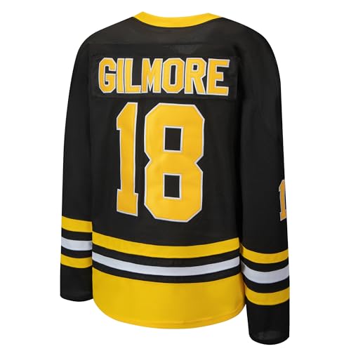 KOKJUX #18 Happy Gilmore Hockey-Trikot für Herren, Boston Adam Sandler 1996 Movie Eishockey-Trikot, Schwarz, S-XXXL, Schwarz, Nr. 18, 3X-Groß KOKJUX #18 Happy Gilmore Hockey-Trikot für Herren, Boston Adam Sandler 1996 Movie Eishockey-Trikot, Schwarz, S-XXXL, Schwarz, Nr. 18, 3X-Groß von COMTOP