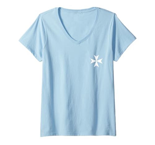 Damen Amalfi-Flagge Malteserkreuz Kampagnien Italien T-Shirt mit V-Ausschnitt Damen Amalfi-Flagge Malteserkreuz Kampagnien Italien T-Shirt mit V-Ausschnitt von COMUNE DI AMALFI