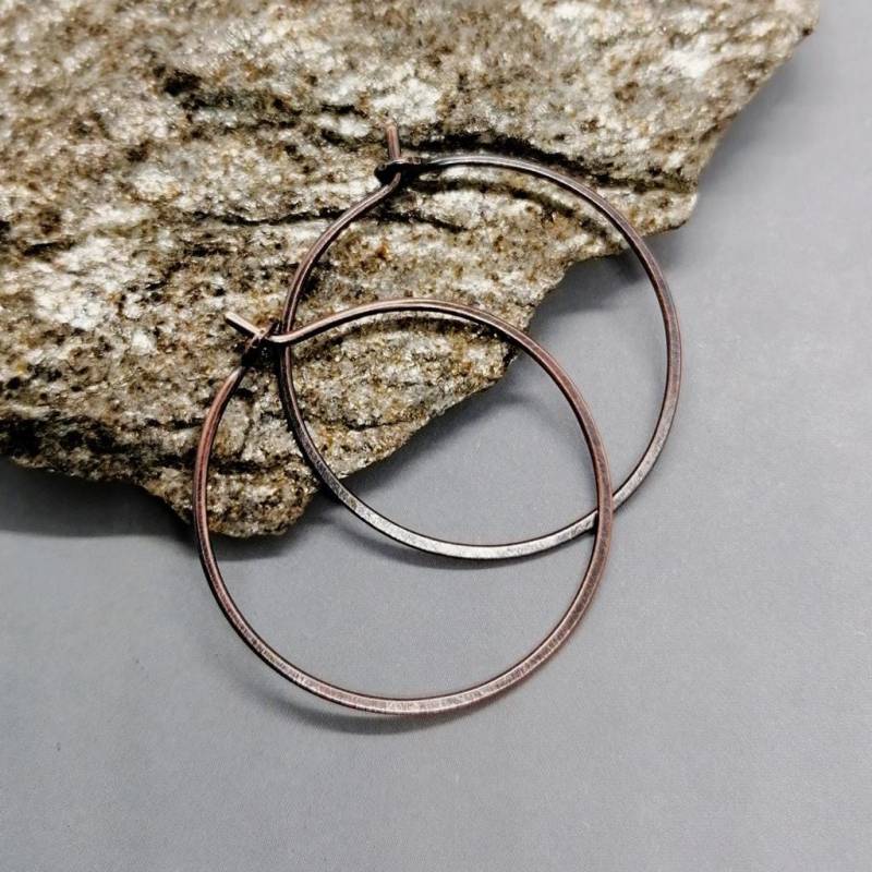 Handgefertigte Kupfer-Creolen | Mini - Xl Glänzend Oder Oxidiert Unikate Ohrringe Boho Style Geschenkidee Minimalistisch Unisex von CONCHACATENA