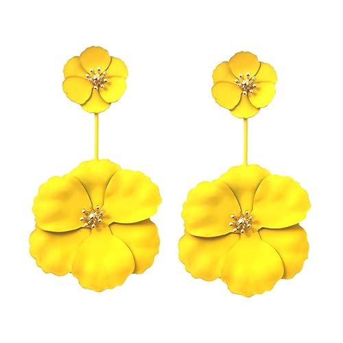 CONGARTENO 1 Paar Blumen Ohrstecker für Mädchen Doppellagige Ohrhänger Gelb Kreative und Ohrringe für Besondere Anlässe und Alltagslooks von CONGARTENO