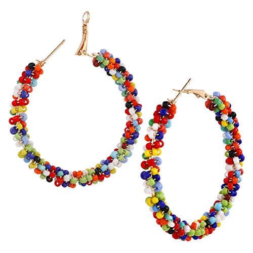 CONGARTENO 1 Paar Böhmische Perlen Ohrhänger für Damen Extravaganter Ohrschmuck mit Bunten Beads Stilvolle Hoops für Feierlichkeiten und Alltag Vintage Inspirierte Ohrringe von CONGARTENO