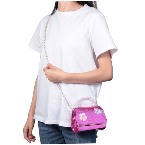 CONGARTENO 1stück Mini Handbag Für Mädchen Kreative Kette Umhängetasche Mit Blumenmuster Leichte Handtasche Rot Für Mädchen Und Kleine Modefans von CONGARTENO