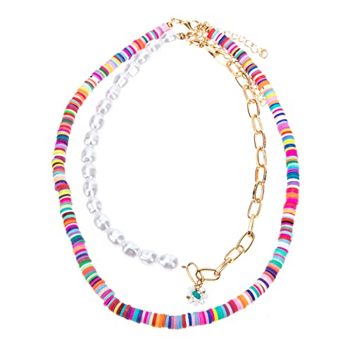 CONGARTENO 1 Satz Mehrschichtigen Bunten Perlen für Frauen Boho Choker Soft Perlen für Modebewusste Damen und Mädchen von CONGARTENO