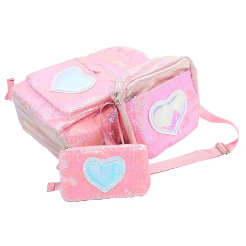 CONGARTENO Kreativer Rucksack Mit Glitzer Und Einhornmotiv Für Mädchen Schulranzen-Set Verstellbare Große Kapazität Für Grundschüler von CONGARTENO