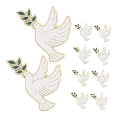CONGARTENO 10 Stück Metallbroschen Friedensdove mit Olivenzweig Vogel Anstecker für Frauen Vielseitige Schmuckpins für Jacken Pullover Schals und Kleidung Symbolisch für Harmonie und von CONGARTENO