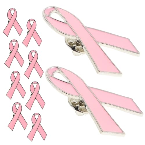 CONGARTENO 10 Stück Schleifen Anstecknadeln Brustkrebs Bewusstseinsbroschen Legierung Symbolische Frauen Gesundheitsbrosche zur Unterstützung und Prävention Modisches Accessoire für von CONGARTENO