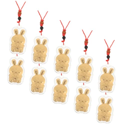 CONGARTENO 10 Stück Teiliges Chinesischer Hase Anhänger aus Legierung mit Roten Bändern Langlebiger Glücksbringer Schlüsselanhänger und Halskettencharme DIY Schmuckzubehör für Neujahrsfest von CONGARTENO