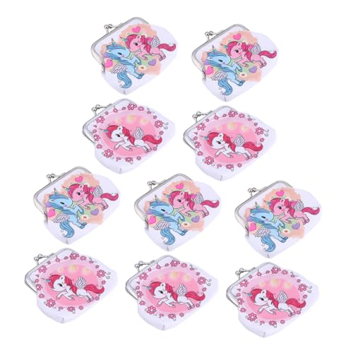 CONGARTENO 10stücke Einhorn-Geldbeutel Für Mädchen Mit Kussverschluss Kleingeldbörse Aus Süße Kleine Geldbörse Für Damen Münzbörse Mit Cartoon-Motiv Kartenhalter Für Kleingeld von CONGARTENO