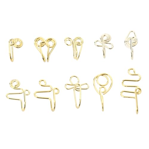 CONGARTENO 10 Stück Teiliges Falsche Nasenringe aus Edelstahl Glatte Oberfläche Goldfarbene Nasenstecker Schmuck Langlebig und Vielseitig für Frauen und Persönlichkeitsschmuck von CONGARTENO