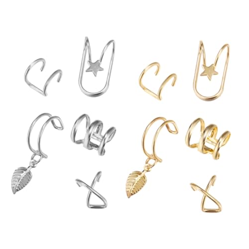 CONGARTENO 10 Stück Teiliges Kreative Ohrclips ohne Ohrloch Modische Doppelte C form Leichte Legierung in Gold und Silber Komfortabel und Stilvoll für Party Alltag und Hochzeitsschmuck von CONGARTENO