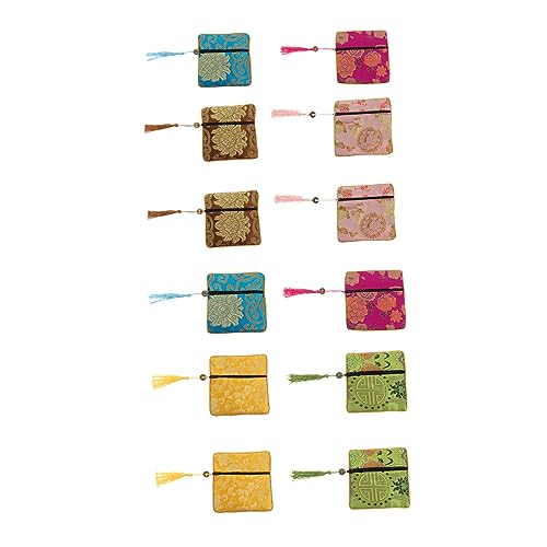 CONGARTENO Schmuckbeutel-Set 12-teilig Seidentasche Stickerei Aufbewahrungstasche Quaste Für Die Reise Zufällige Farbe von CONGARTENO