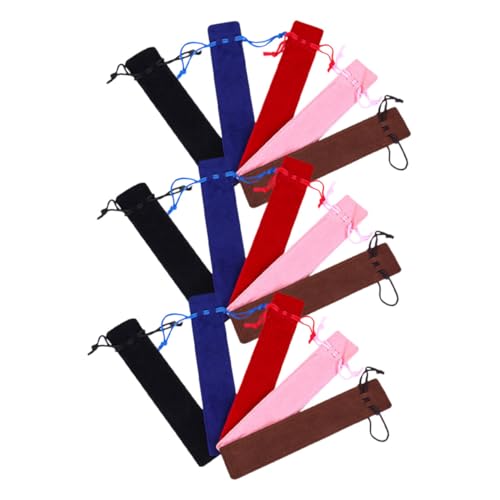 CONGARTENO 15 Stück Teiliges Doppelseitige Dicke Filz Kordelzug stifttaschen in Schwarz Rot Kaffee Blau und Praktische Tragbare Stifthüllen für Schreibgeräte Vielseitige Federmäppchen für von CONGARTENO