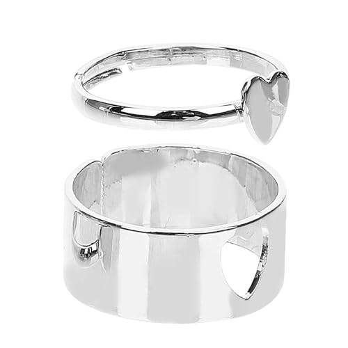 CONGARTENO 1Paar Herzringe für Verstellbare Hypoallergene Offene Ringe für Eleganter Modeschmuck für Verlobung oder Besondere Anlässe von CONGARTENO