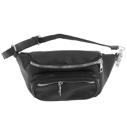 CONGARTENO Tasche Schwarz Damen Hüfttasche Mit Kette Schultertasche Umhängetasche Für Frauen Zum Verstauen Von Handy Geldbörse Und Ausweis von CONGARTENO