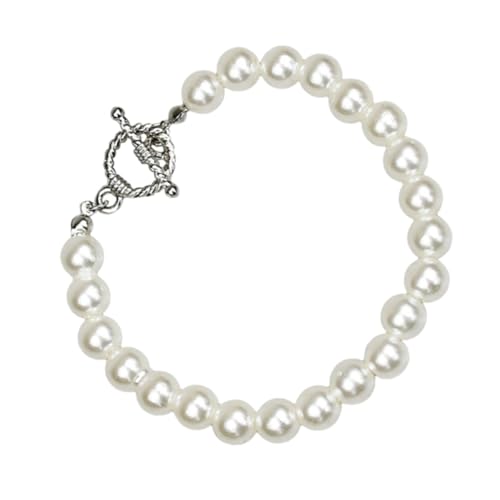 CONGARTENO 1Stück Exquisites Frauen Perlenarmband Simulierten Perlen Stilvolles Handgemachtes für Partys Elegantes Design Klassischem Weiß von CONGARTENO