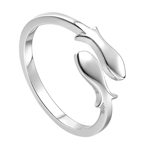 CONGARTENO 1Stück Stylischer Verstellbarer Fingerring Silber mit Offenem Munddesign Eleganter Ring Modischer Ringschmuck für Damen Herren Jede Gelegenheit von CONGARTENO