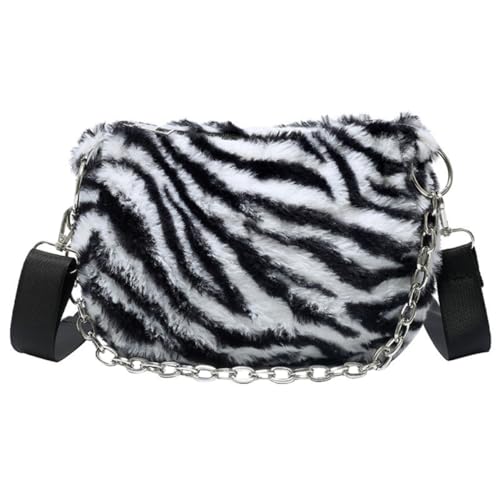 CONGARTENO 1Stück Zebra Muster Umhängetasche für Damen Flauschige Schulter Tasche Mode Crossbody Bag für Shopping Reisen und Freizeit für Schlüssel Lippenstift Handy von CONGARTENO