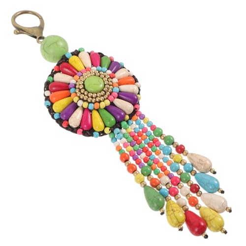 CONGARTENO Handgemachter Schlüsselanhänger Im Ethnischen Stil Schmuck Blumenschlüssel Handgewebt Taschenanhänger Dekore Zufällige Farbe von CONGARTENO