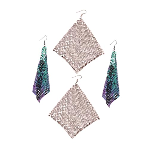 CONGARTENO 2 Paar Leichte Quasten Ohrringe Damen Lange Geometrische Pailletten Tropfen Ohrringe Schimmernde Aluminium Dangle Ohrstecker Modische Schmuckaccessoires für Besondere Anlässe von CONGARTENO