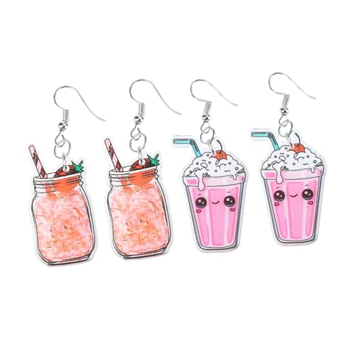 CONGARTENO 2 Paare Bunte Cold Drink Ohrhänger Sommerlich Trendige Getränkeflaschen Ohrschmuck für Damen Modisch und Originell Vielseitig Kombinierbar und Auffällig bei Partys von CONGARTENO